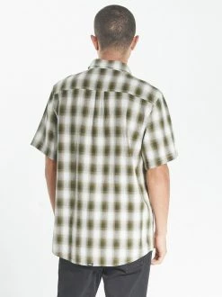 Thrills Co. Angel Check Short Sleeve Shirt - Dark Olive