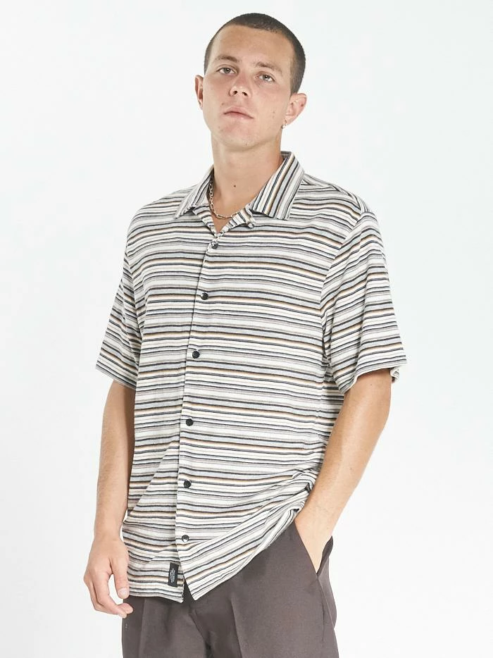 Thrills Co. Indie Stripe Bowling Shirt - Heritage White 3 Thrills Co. Indie Stripe Bowling Shirt - Heritage White
