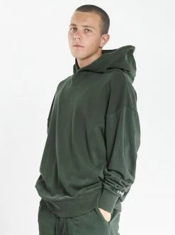 Thrills Co. Situation Normal Slouch Pull On Hood - Dark Olive Sweaters & Fleece