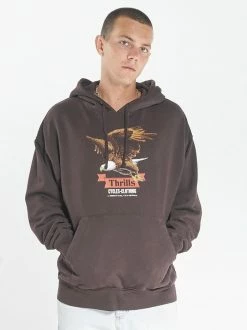 Thrills Co. Eighty Three Slouch Pull On Hood - Postal Brown Sweaters & Fleece