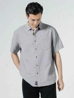 Thrills Co. Dril Short Sleeve Shirt - Washed Grey Shirts