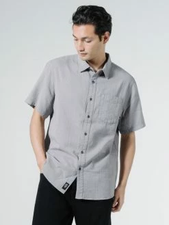 Thrills Co. Dril Short Sleeve Shirt - Washed Grey Shirts
