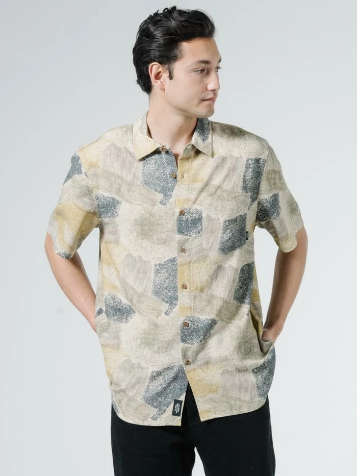 Thrills Co. Shirts Brushed Paradise Short Sleeve Shirt - Tan 3 Thrills Co. Shirts Brushed Paradise Short Sleeve Shirt - Tan
