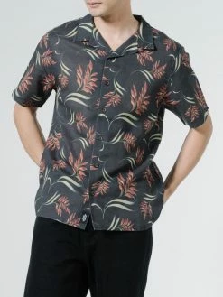 Thrills Co. Tropical Solitude Bowling Shirt - Black Shirts