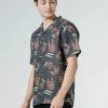 Thrills Co. Tropical Solitude Bowling Shirt - Black Shirts 1 Thrills Co. Tropical Solitude Bowling Shirt - Black Shirts