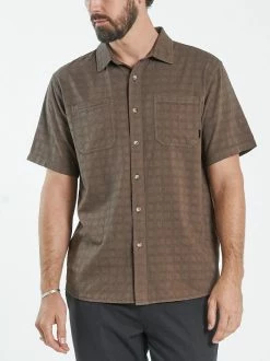 Thrills Co. Disruption Jacquard Check Short Sleeve Shirt - Walnut