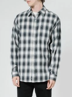 Thrills Co. Angel Check Long Sleeve Shirt - Steel Grey