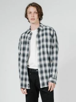 Thrills Co. Angel Check Long Sleeve Shirt - Steel Grey