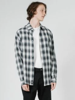 Thrills Co. Angel Check Long Sleeve Shirt - Steel Grey