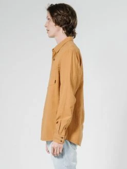 Thrills Co. Dril Long Sleeve Shirt - Golden Brown Shirts