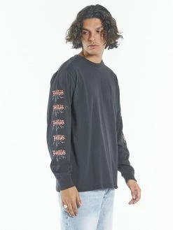 Thrills Co. Shocker Merch Fit Long Sleeve Tee - Washed Black Tees & Tank Tops