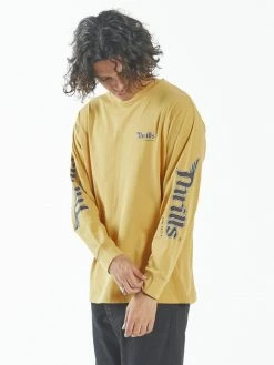 Thrills Co. Forget Me Not Merch Fit Long Sleeve Tee - Mineral Yellow Tees & Tank Tops