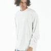 Thrills Co. Tonal Thrills Co Embro Merch Fit Long Sleeve Tee - Heritage White