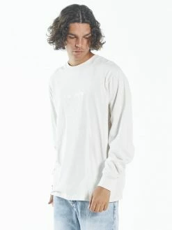 Thrills Co. Tonal Thrills Co Embro Merch Fit Long Sleeve Tee - Heritage White