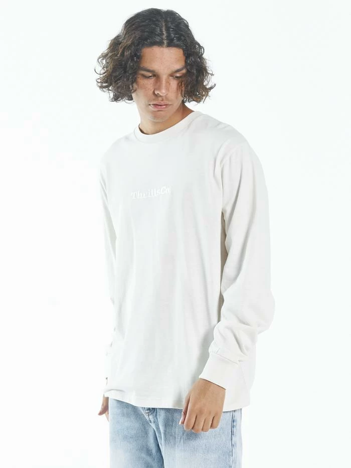 Thrills Co. Tonal Thrills Co Embro Merch Fit Long Sleeve Tee - Heritage White 3 Thrills Co. Tonal Thrills Co Embro Merch Fit Long Sleeve Tee - Heritage White