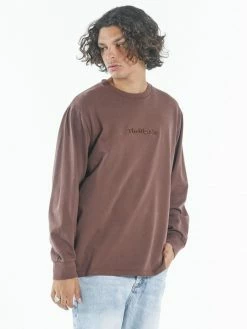 Thrills Co. Tees & Tank Tops Tonal Thrills Co Embro Merch Fit Long Sleeve Tee - Mahogany