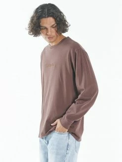 Thrills Co. Tees & Tank Tops Tonal Thrills Co Embro Merch Fit Long Sleeve Tee - Mahogany