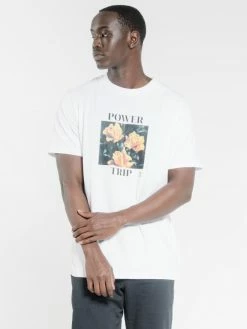 Thrills Co. Power Trip Merch Fit Tee - White Tees & Tank Tops