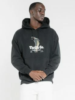 Thrills Co. Darkside Slouch Pull On Hood - Black Sweaters & Fleece