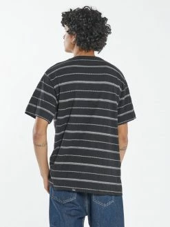 Thrills Co. Minimal Thrills Stripe Merch Fit Pocket Tee - Washed Black