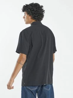 Thrills Co. New Arrivals Minimal Jacquard Short Sleeve Shirt - Washed Black