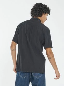 Thrills Co. New Arrivals Minimal Jacquard Short Sleeve Shirt - Washed Black