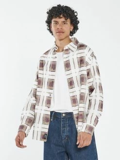 Thrills Co. New Arrivals Fire Rose Oversized Long Sleeve Flannel Shirt - Plum