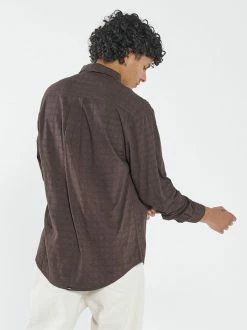 Thrills Co. Disruption Jacquard Check Long Sleeve Shirt - Postal Brown