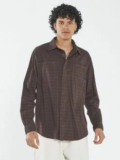 Thrills Co. Disruption Jacquard Check Long Sleeve Shirt - Postal Brown