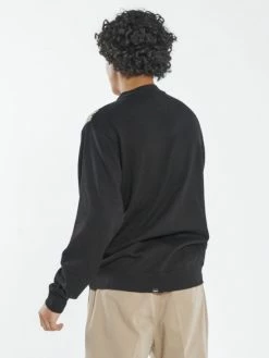 Thrills Co. Chief Jacquard Knit Long Sleeve Polo - Black New Arrivals