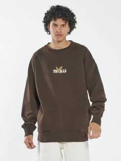 Thrills Co. New Arrivals Golden Slouch Crew Neck Fleece - Postal Brown
