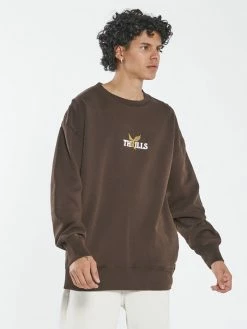 Thrills Co. New Arrivals Golden Slouch Crew Neck Fleece - Postal Brown