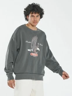 Thrills Co. New Arrivals Eternal Flight Slouch Crew Fleece - Merch Black