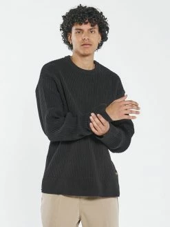 Thrills Co. New Arrivals Thrills Union Rib Crew Knit - Black