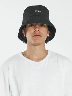 Thrills Co. New Arrivals Minimal Thrills Bucket Hat - Washed Black