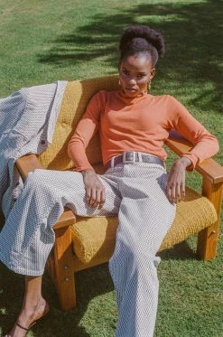 Thrills Co. Hemp Paper Rib LS Turtle Neck - Burnt Orange