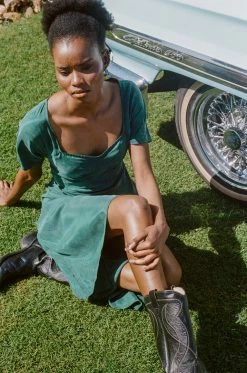 Thrills Co. Kayla Bias Dress - Deep Forest