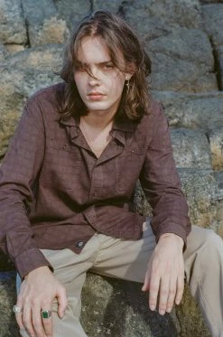 Thrills Co. Disruption Jacquard Check Long Sleeve Shirt - Postal Brown