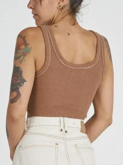 Thrills Co. Hemp Thrills Company Retro Crop Tank - Almond Marle