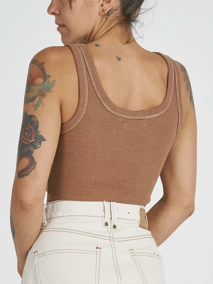 Thrills Co. Hemp Thrills Company Retro Crop Tank - Almond Marle 4 Thrills Co. Hemp Thrills Company Retro Crop Tank - Almond Marle