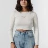 Thrills Co. New Arrivals Super Natural LS Super Crop Rib Tee - Heritage White