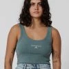 Thrills Co. Super Natural Retro Crop Rib Tank - Cedar Green