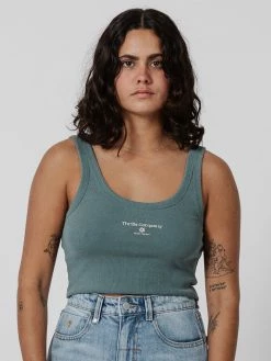 Thrills Co. Super Natural Retro Crop Rib Tank - Cedar Green