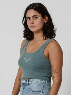 Thrills Co. Super Natural Retro Crop Rib Tank - Cedar Green