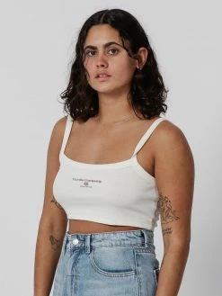 Thrills Co. Super Natural Super Crop Rib Singlet - Heritage White