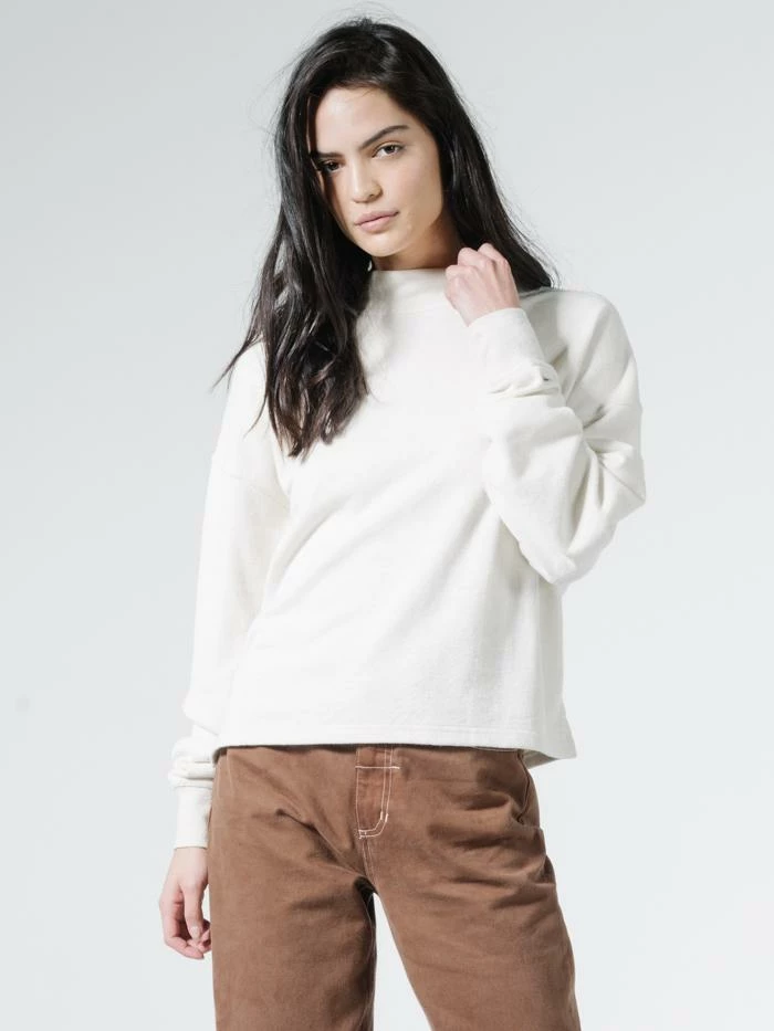 Thrills Co. Thrills Unseen Mock Neck Fleece - Unbleached Hemp 3 Thrills Co. Thrills Unseen Mock Neck Fleece - Unbleached Hemp