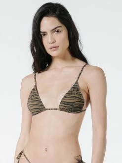 Thrills Co. Disrupted Paradise Slide Triangle Top - Palm Bronze Swim