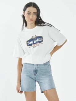 Thrills Co. Bad Habits Die Hard Merch Fit Tee - Dirty White 1% For The Planet