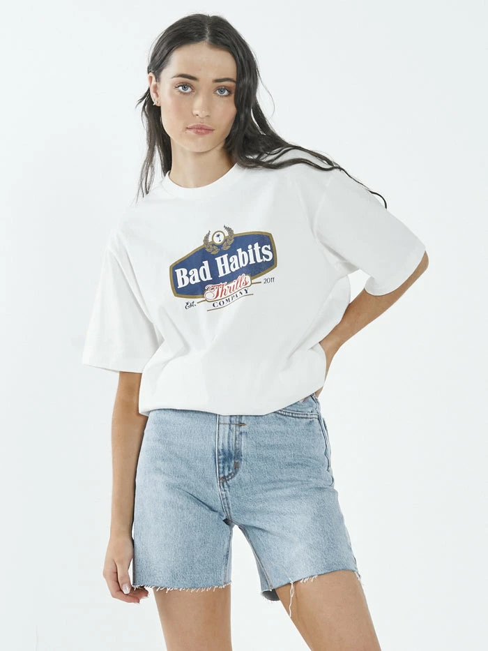 Thrills Co. Bad Habits Die Hard Merch Fit Tee - Dirty White 1% For The Planet 3 Thrills Co. Bad Habits Die Hard Merch Fit Tee - Dirty White 1% For The Planet