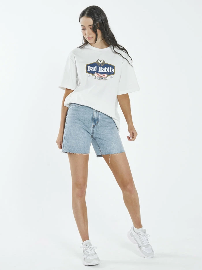 Thrills Co. Bad Habits Die Hard Merch Fit Tee - Dirty White 1% For The Planet 5 Thrills Co. Bad Habits Die Hard Merch Fit Tee - Dirty White 1% For The Planet